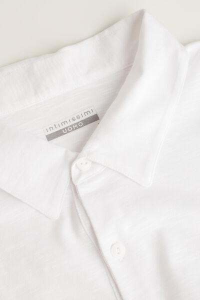 White - 001 - White Short-Sleeved Slub Cotton Polo Shirt, White, large image number 4