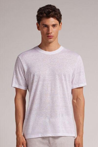 White Linen T-Shirt, White, large image number 0