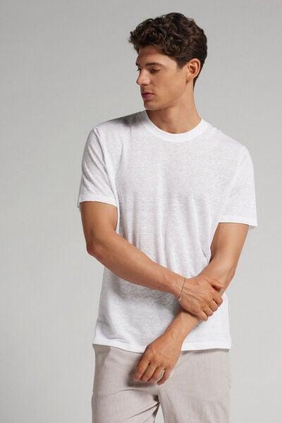 White Linen T-Shirt, White, large image number 1