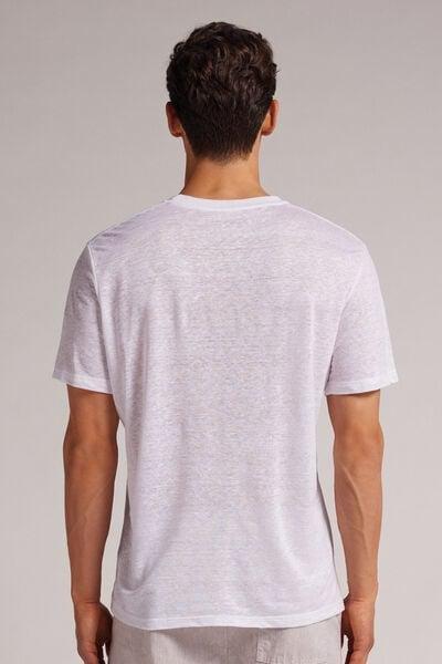 White Linen T-Shirt, White, large image number 3
