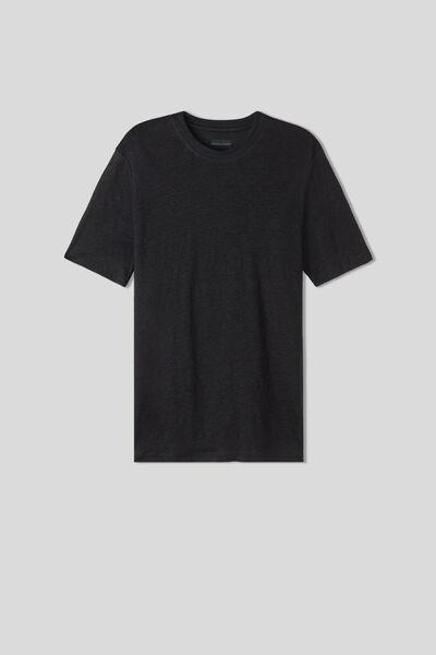 Black Linen T-Shirt, , large image number 2