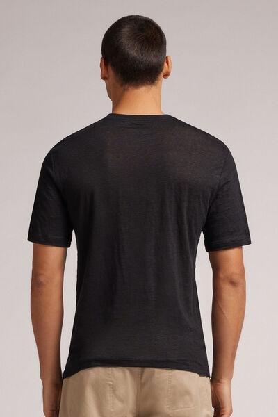 Black Linen T-Shirt, , large image number 3