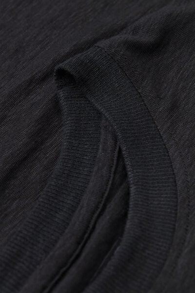 Black Linen T-Shirt, Black, large image number 4