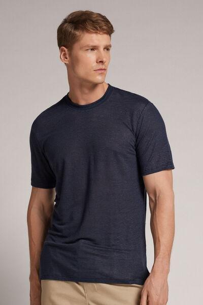 Navy Linen T-Shirt, , large image number 0