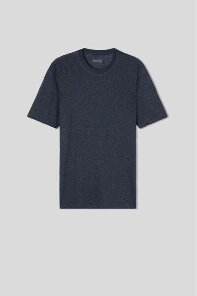Navy Linen T-Shirt, , large image number 2