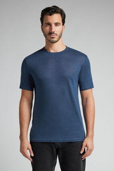 Navy Lightweight Linen T-Shirt, , medium