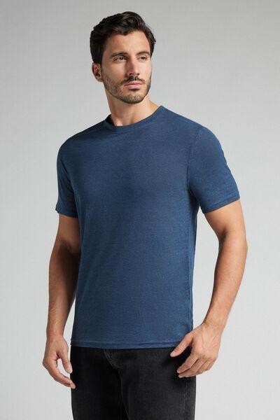 Navy Lightweight Linen T-Shirt, , large image number 1
