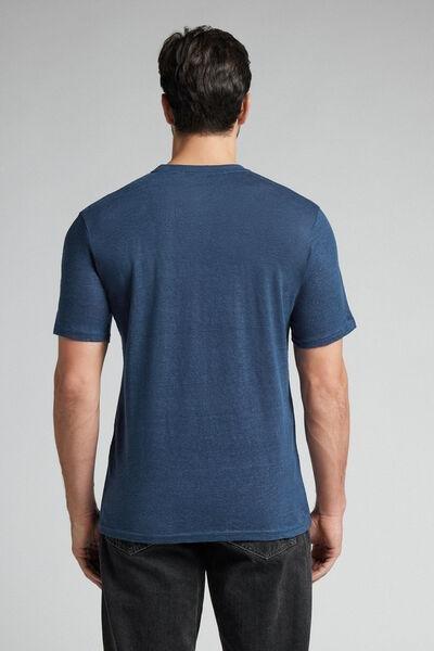 Navy Lightweight Linen T-Shirt, , large image number 3