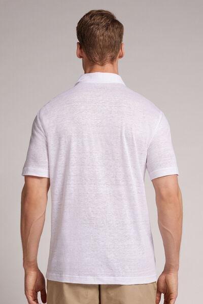 White Linen Polo Shirt, , large image number 3