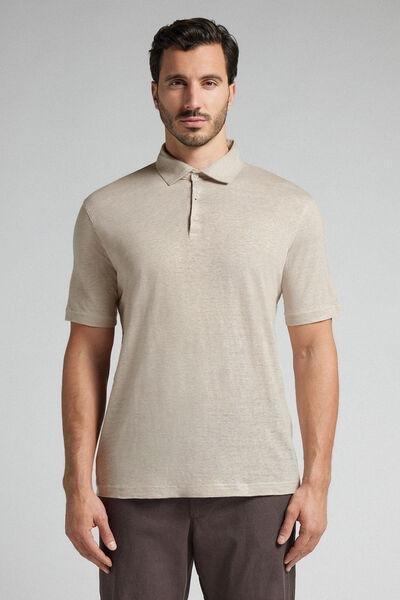 White Linen Polo Shirt, , medium