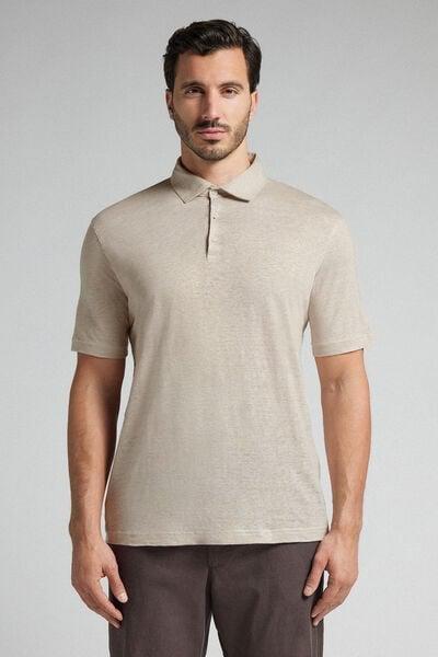 White Linen Polo Shirt, B601_959I, medium