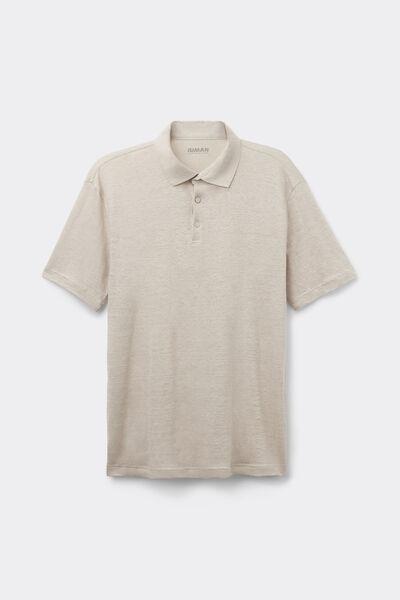 White Linen Polo Shirt, , large image number 2
