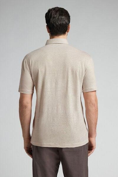 White Linen Polo Shirt, B601_959I, large image number 3