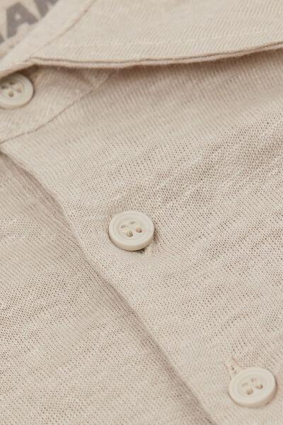 White Linen Polo Shirt, , large image number 4