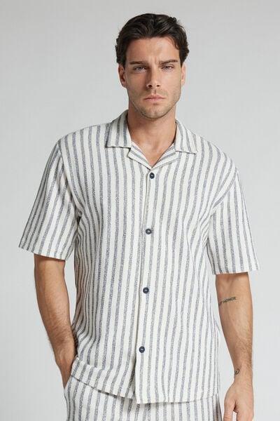 Blue Striped Short-Sleeved Bowling Shirt, B601_124K, large image number 0