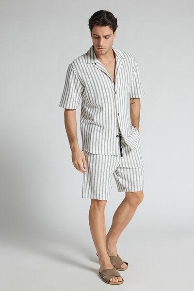 Blue Striped Short-Sleeved Bowling Shirt, B601_124K, large image number 1