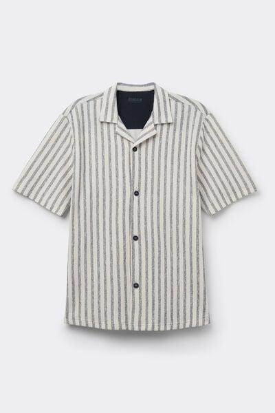 Blue Striped Short-Sleeved Bowling Shirt, B601_124K, large image number 2
