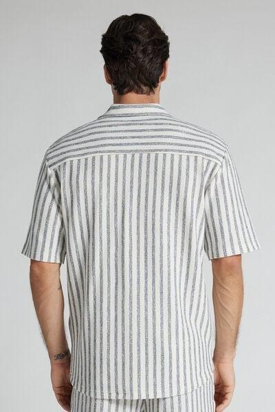 Blue Striped Short-Sleeved Bowling Shirt, B601_124K, large image number 3