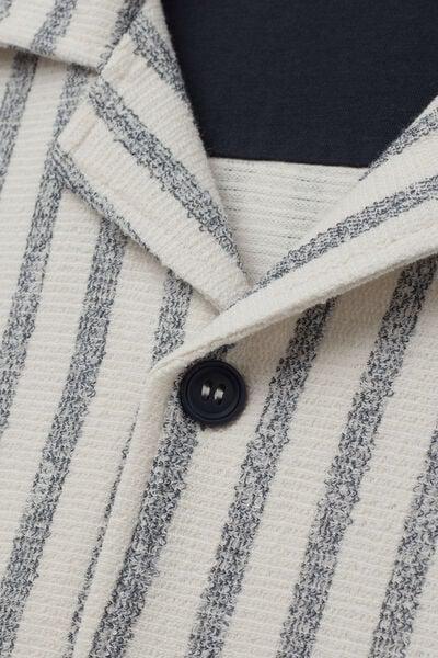 Blue Striped Short-Sleeved Bowling Shirt, B601_124K, large image number 4