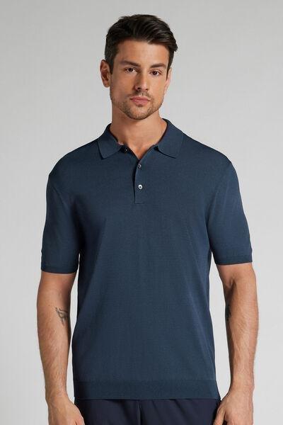 Navy Lightweight Viscose And Nylon Polo, B601_490J, large image number 0