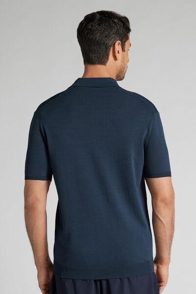 Navy Lightweight Viscose And Nylon Polo, B601_490J, large image number 3