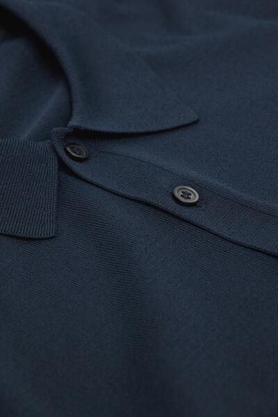 Navy Lightweight Viscose And Nylon Polo, B601_490J, large image number 4