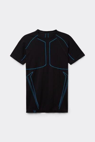 Black Short-Sleeved Technical Top, Black, medium