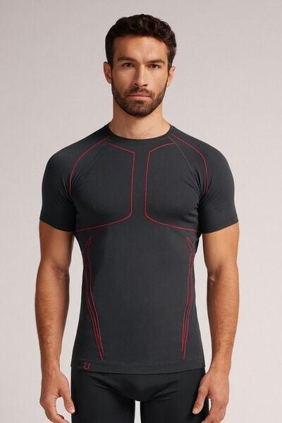 Grey Short-Sleeved Technical Sports Top, , large image number 0