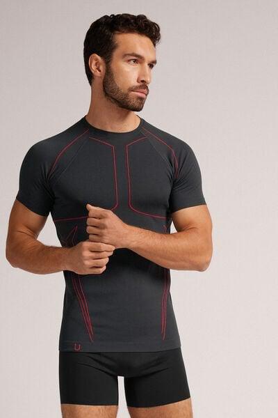 Grey Short-Sleeved Technical Sports Top, , large image number 2