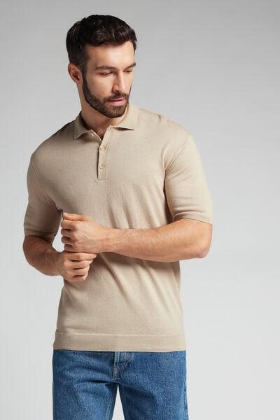 Beige Short-Sleeved Polo Shirt, , large image number 2