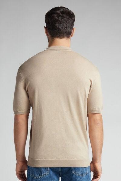 Beige Short-Sleeved Polo Shirt, , large image number 3