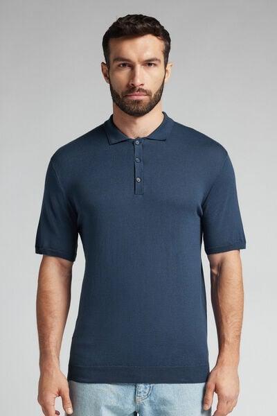 Blue Short-Sleeved Polo Shirt, , medium