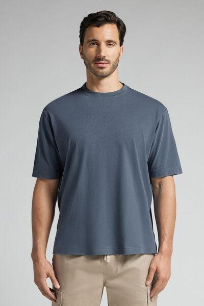 Blue Washed Effect Oversized T-Shirt, B601_394J, medium