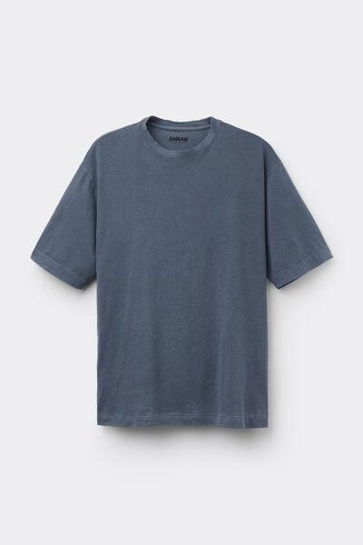 Blue Washed Effect Oversized T-Shirt, B601_394J, medium