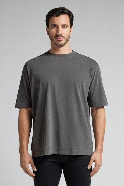 Black Washed Effect Oversized T-Shirt, B601_906J, medium