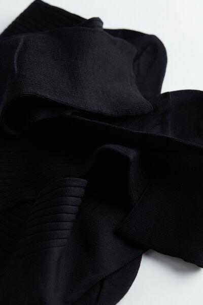 Intimissimi UOMO - Black Long Ribbed Cotton Lisle Socks