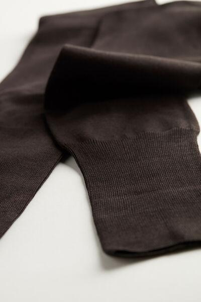 Brown Long Sateen Cotton Lisle Socks, , large image number 2