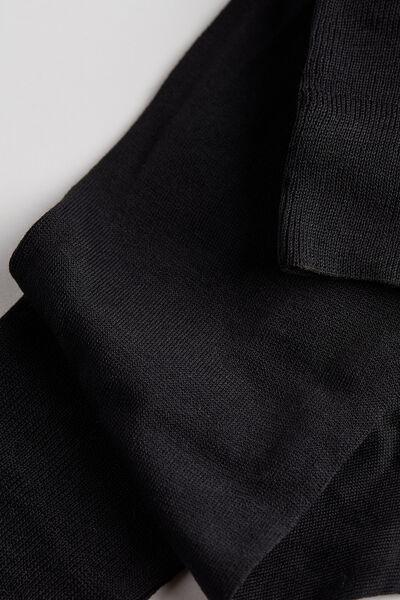 Black Long Sateen Lisle Socks, Black, large image number 1