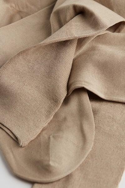 Beige Long Lisle Socks, Natural, large image number 1