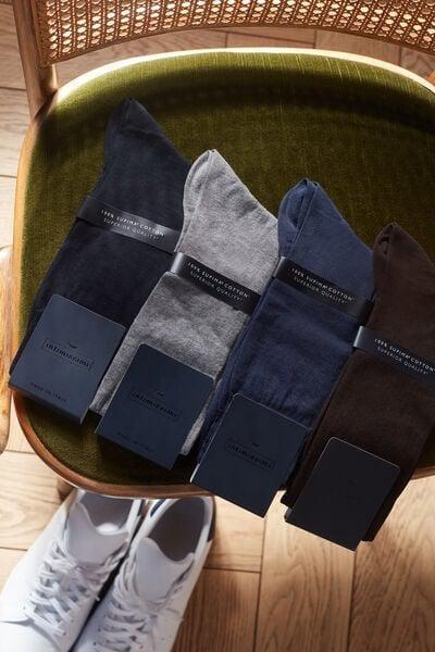 Bluegrey Long Sateen Cotton Lisle Socks, Ocean Blue, large image number 0