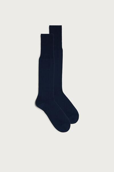 Bluegrey Long Sateen Cotton Lisle Socks, Ocean Blue, large image number 1