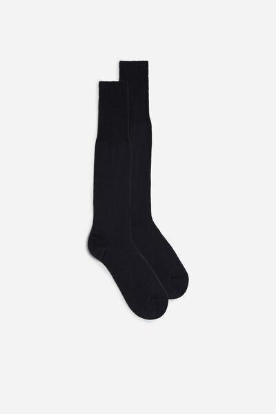 Grey Long Sateen Cotton Lisle Socks, , large image number 0