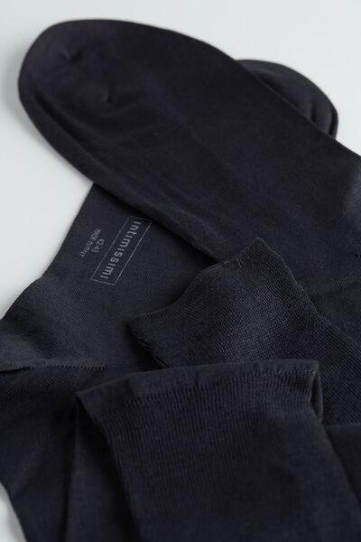 Grey Long Sateen Cotton Lisle Socks, , large image number 1