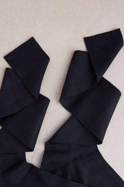 Blue Long Socks In Cottonsilkcashmere Blend, Blue, medium