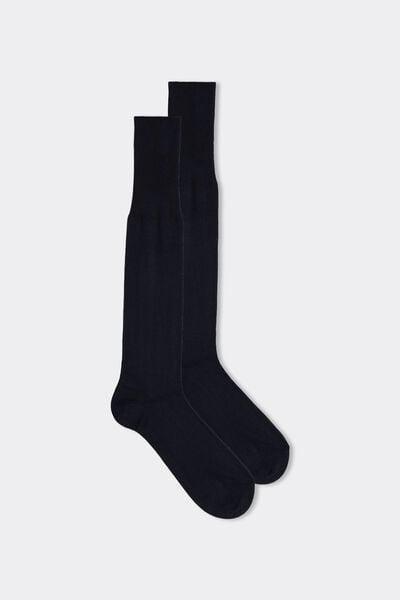 Blue Long Socks In Cottonsilkcashmere Blend, Blue, large image number 1