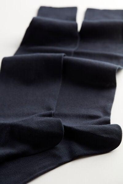 Blue Long Socks In Cottonsilkcashmere Blend, Blue, medium