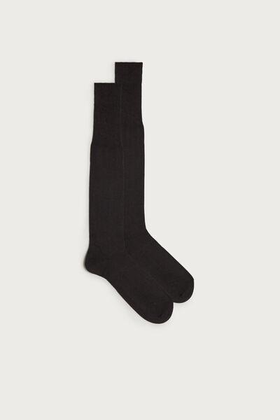 Grey Long Socks In Cottonsilkcashmere Blend, , large image number 0