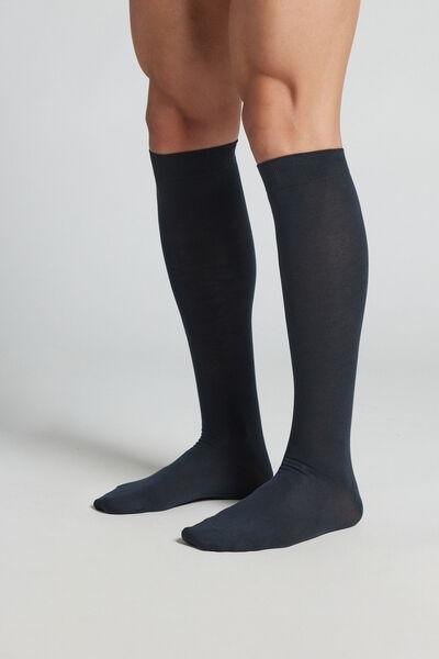 Grey Long Superior Cotton Socks, Charcoal Grey, large image number 3