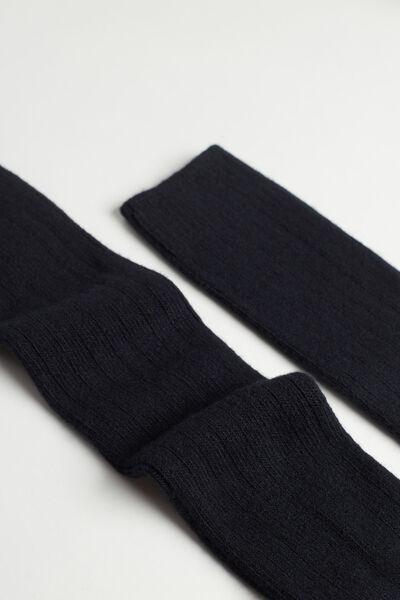 Blue Long Ribbed Cashmere And Wool Socks, , large image number 2