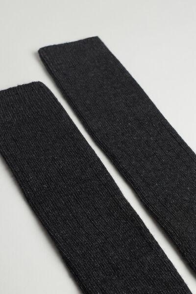 Grey Long Ribbed Cashmere And Wool Socks, , large image number 2